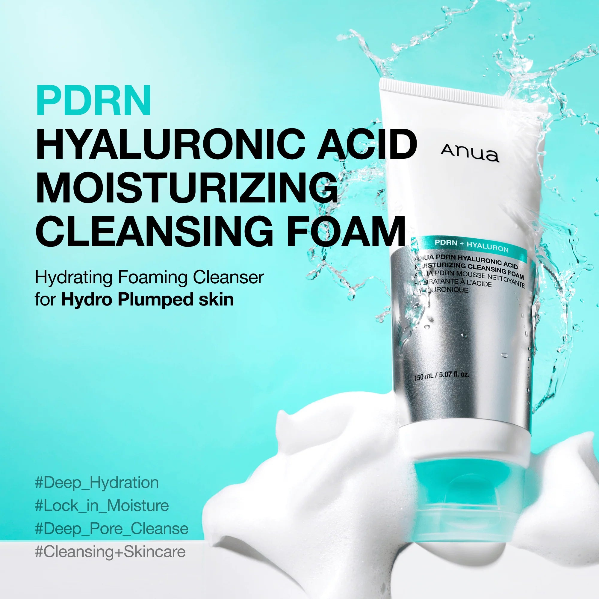 Anua - PDRN Hyaluronic Acid Moisturizing Cleansing Foam 150ml-thekimyoung.com
