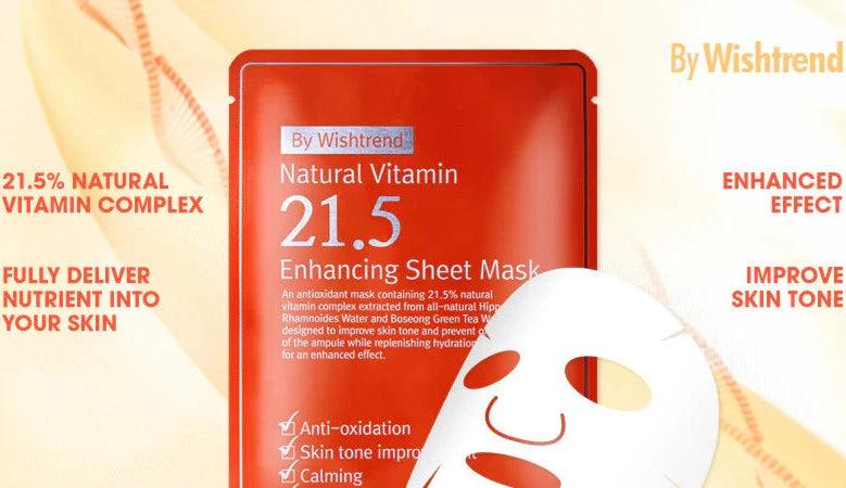 [By Wishtrend] Natural Vitamin 21.5 Enhancing Sheet Mask 23ml-thekimyoung.com