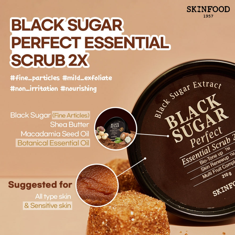 Skinfood Black Sugar Perfect Essential scrub 2X-thekimyoung.com