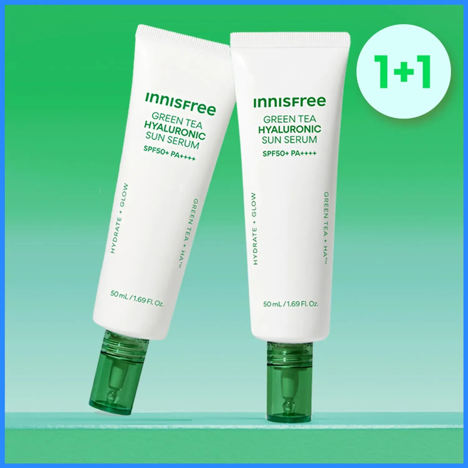 Innisfree Green Tea Hyaluronic Acid Moisture Sun Serum (50ml)-thekimyoung.com