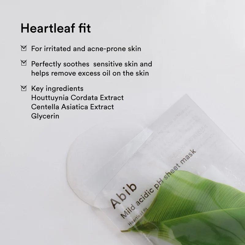 Abib Mild acidic pH sheet mask Heartleaf fit 30ml Mask Sheet Abib