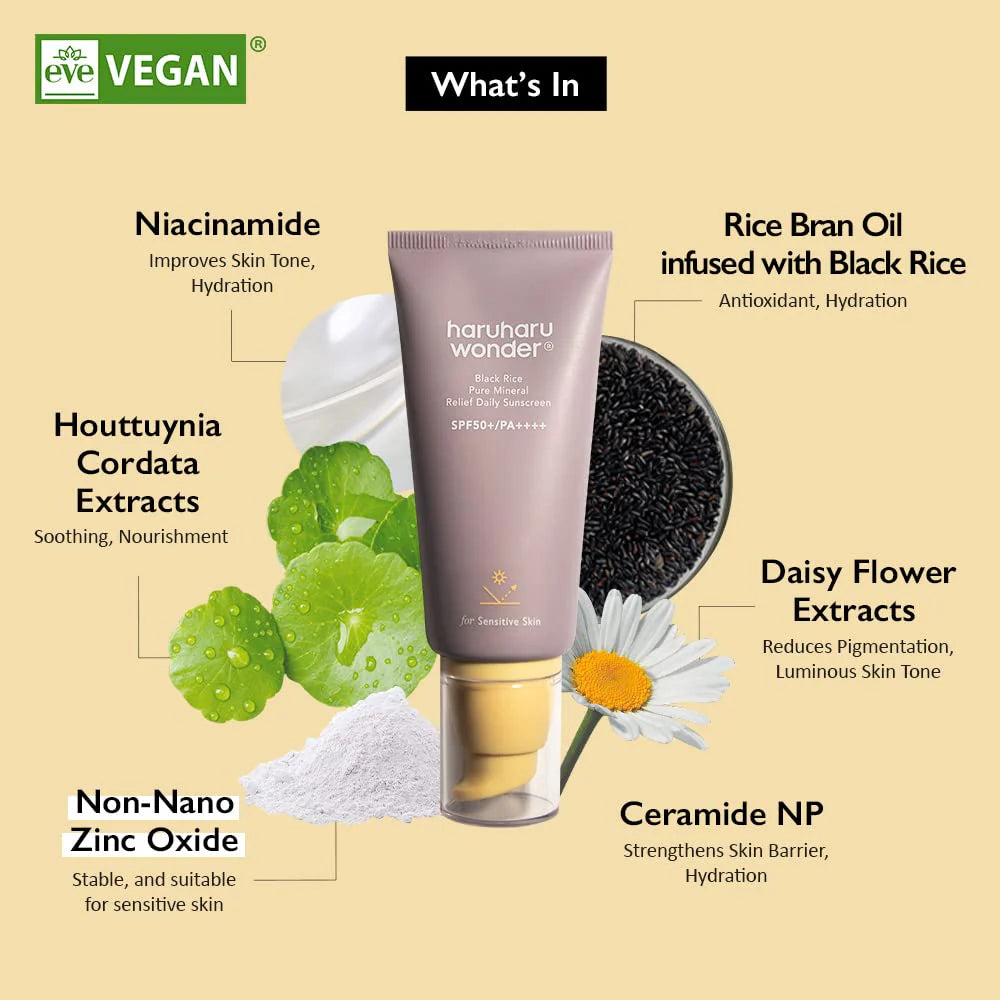 haruharu wonder - Black Rice Pure Mineral Relief Daily Sunscreen SPF50+ 50ml-thekimyoung.com