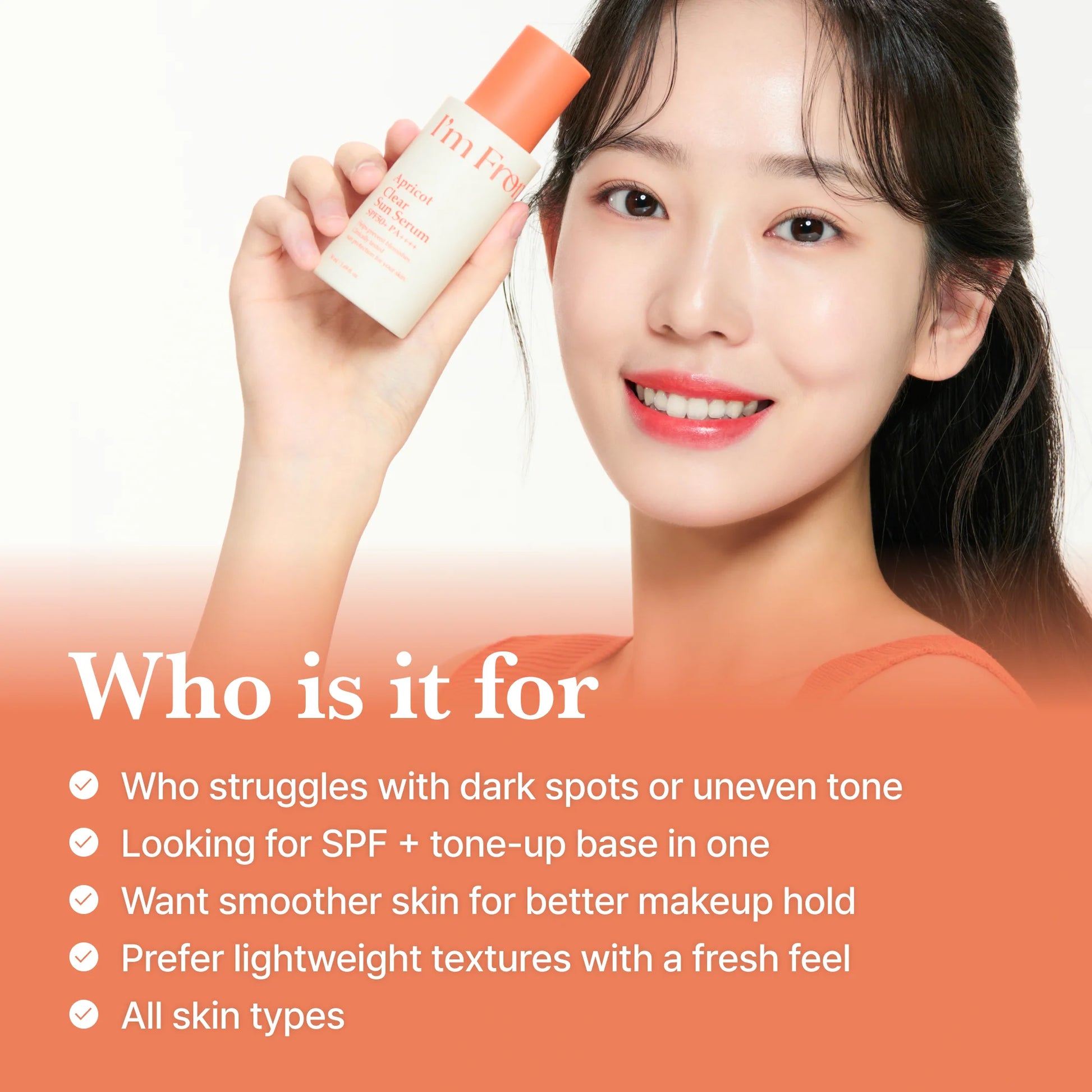 I'm From - Apricot Clear Sun Serum SPF 50+ PA++++ (50ml)-thekimyoung.com