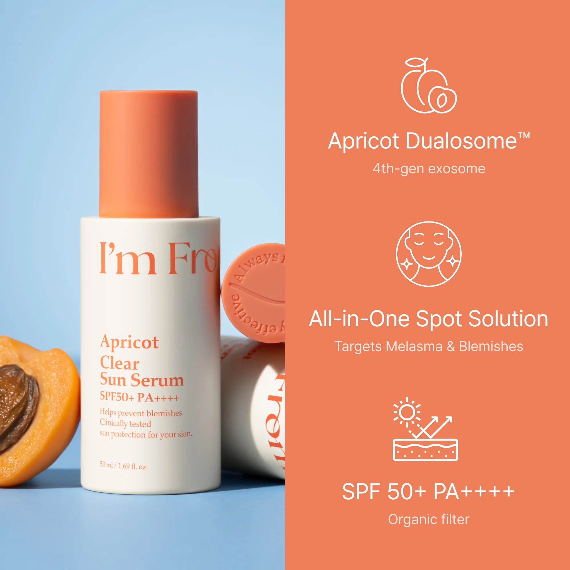 I'm From - Apricot Clear Sun Serum SPF 50+ PA++++ (50ml)-thekimyoung.com