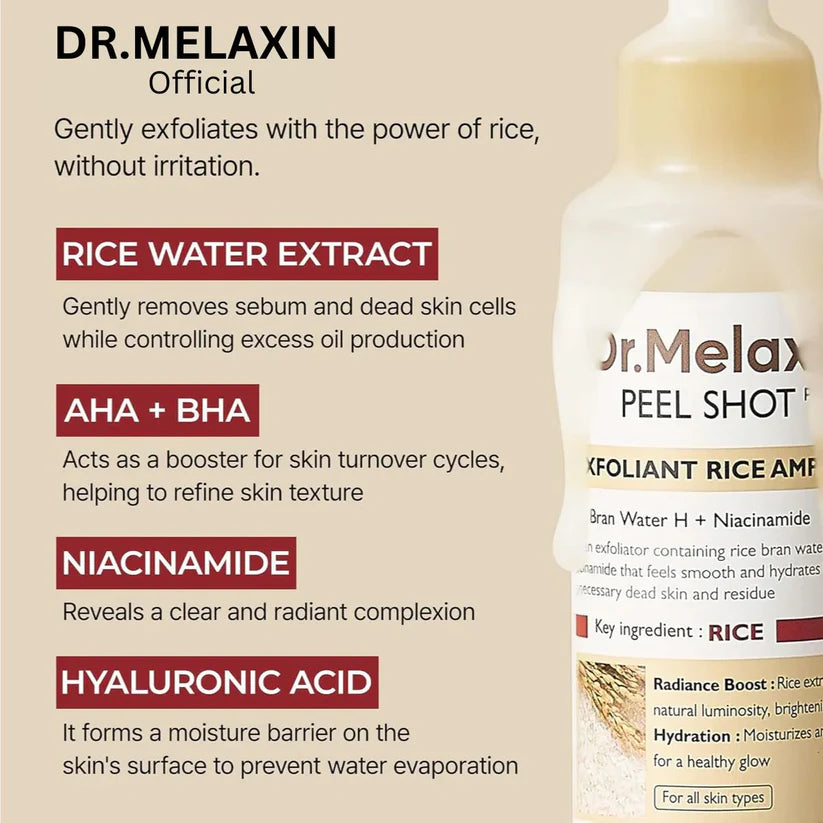 Dr. Melaxin Peel Shot Exfoliating White Rice Ampoule 80ml Exfoliators Dr.Melaxin