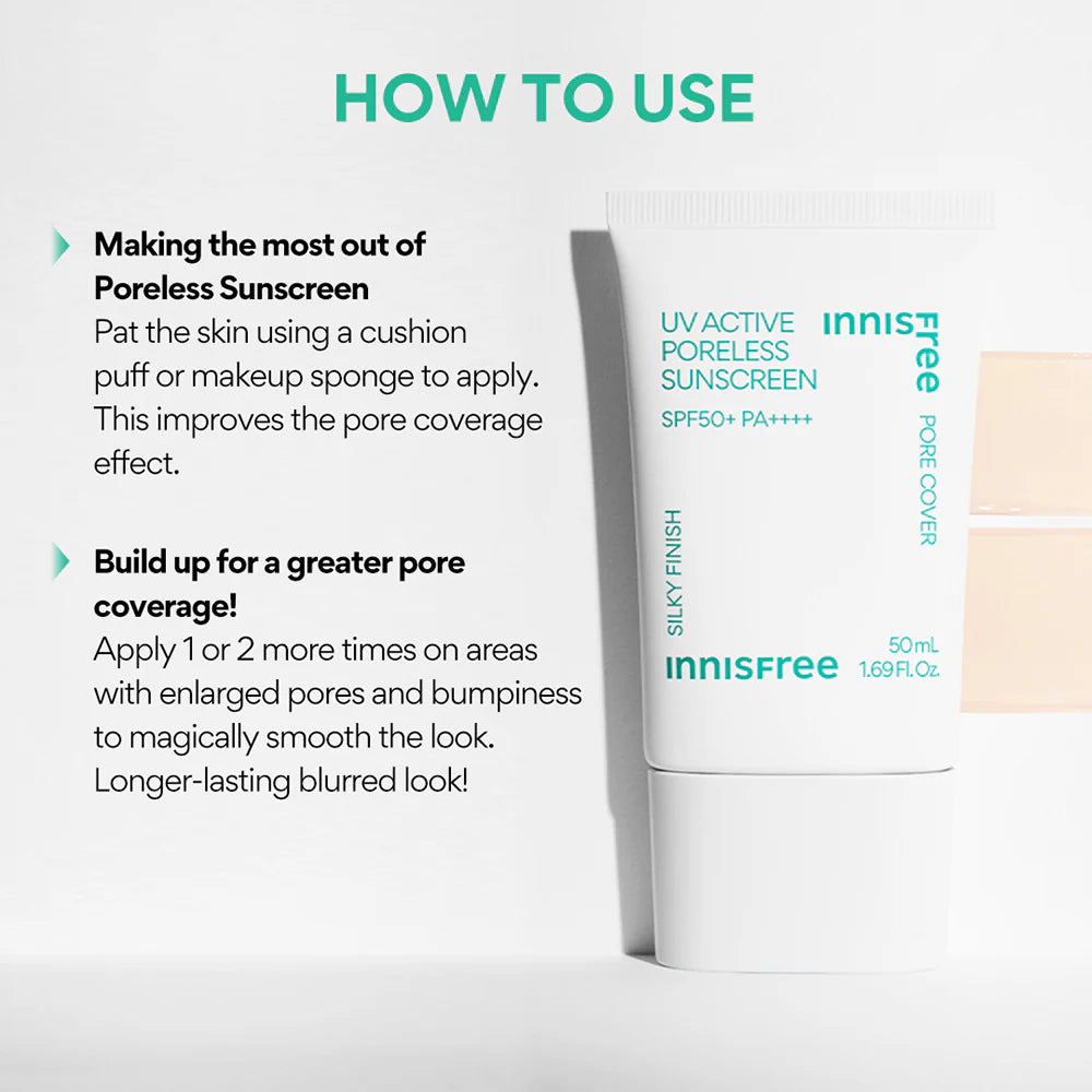 innisfree UV Active Poreless Sunscreen SPF50+ PA++++ (50ml)-thekimyoung.com
