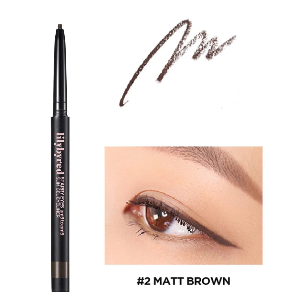 lilybyred Starry Eyes 9 AM to 9 PM Slim Gel Eyeliner Eyeliner lilybyred #02 Matt Brown