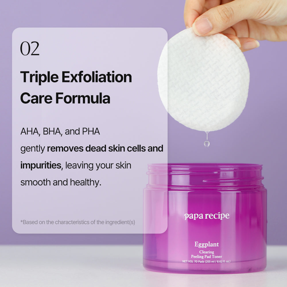 papa recipe Eggplant Clearing Peeling Pad Toner 255ml(70 Pads) Toner Pad papa recipe