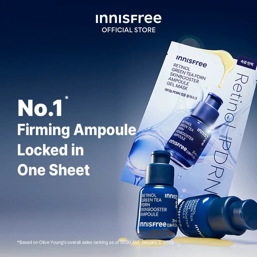 Innisfree New Retinol PDRN Skin Booster Ampoule Gel Mask Sheet (5 Sheets)-thekimyoung.com