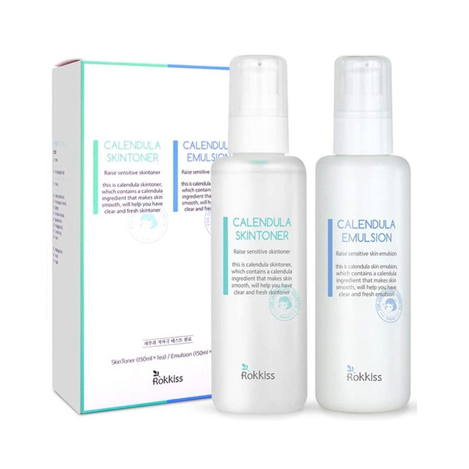 Rokkiss Calendula Skin Toner Emulsion SET 150ml +150ml Wrinkle Care Skincare SET Rokkiss