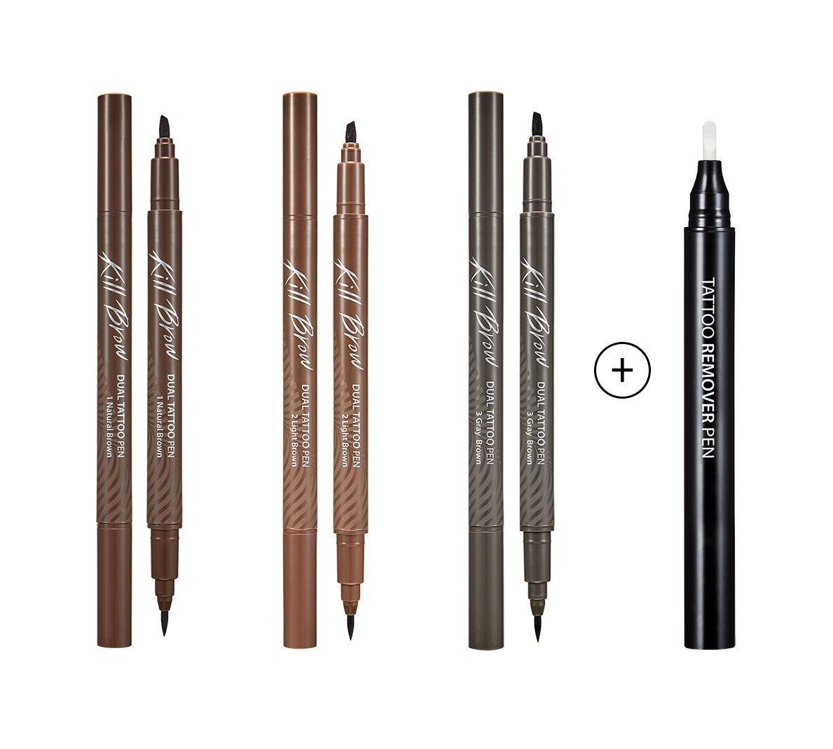 CLIO Kill Brow Dual Tattoo Pen & Remover Pen Set (3 Colors) Eyebrow Color CLIO