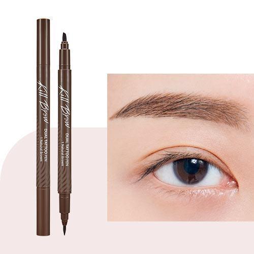 CLIO Kill Brow Dual Tattoo Pen & Remover Pen Set (3 Colors) Eyebrow Color CLIO #01 NATURAL BROWN