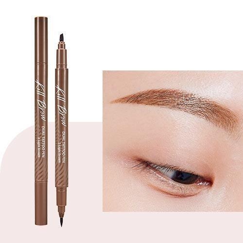 CLIO Kill Brow Dual Tattoo Pen & Remover Pen Set (3 Colors) Eyebrow Color CLIO #02 LIGHT BROWN