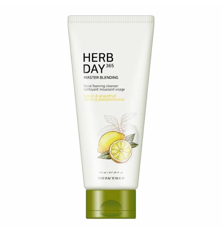 THE FACE SHOP Herb Day 365 Master Blending Facial Foaming Cleanser 170ml #Lemon & Grapefruit-thekimyoung.com