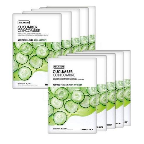 THE FACE SHOP REAL NATURE Face Mask #Cucumber (20g X 10ea) Facial Mask THE FACE SHOP