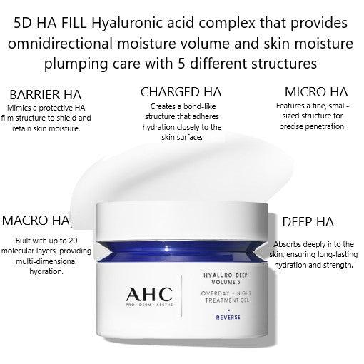 AHC Hyaluro Deep Volume 5 Overday+Night Treatment Gel 50ml Moisturizer Cream AHC