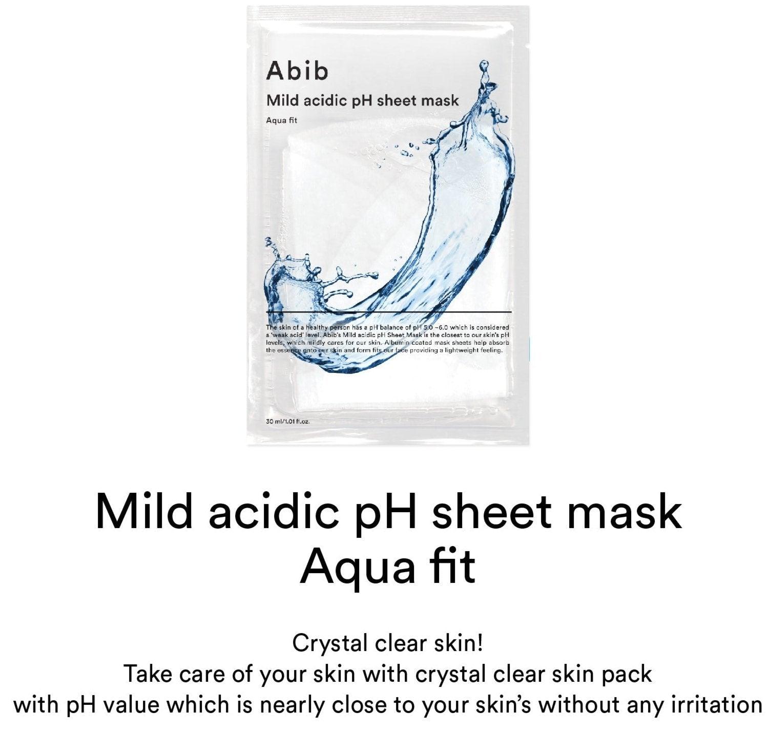 Abib Mild acidic pH sheet mask Aqua fit 30ml x 10 Mask Sheet Abib