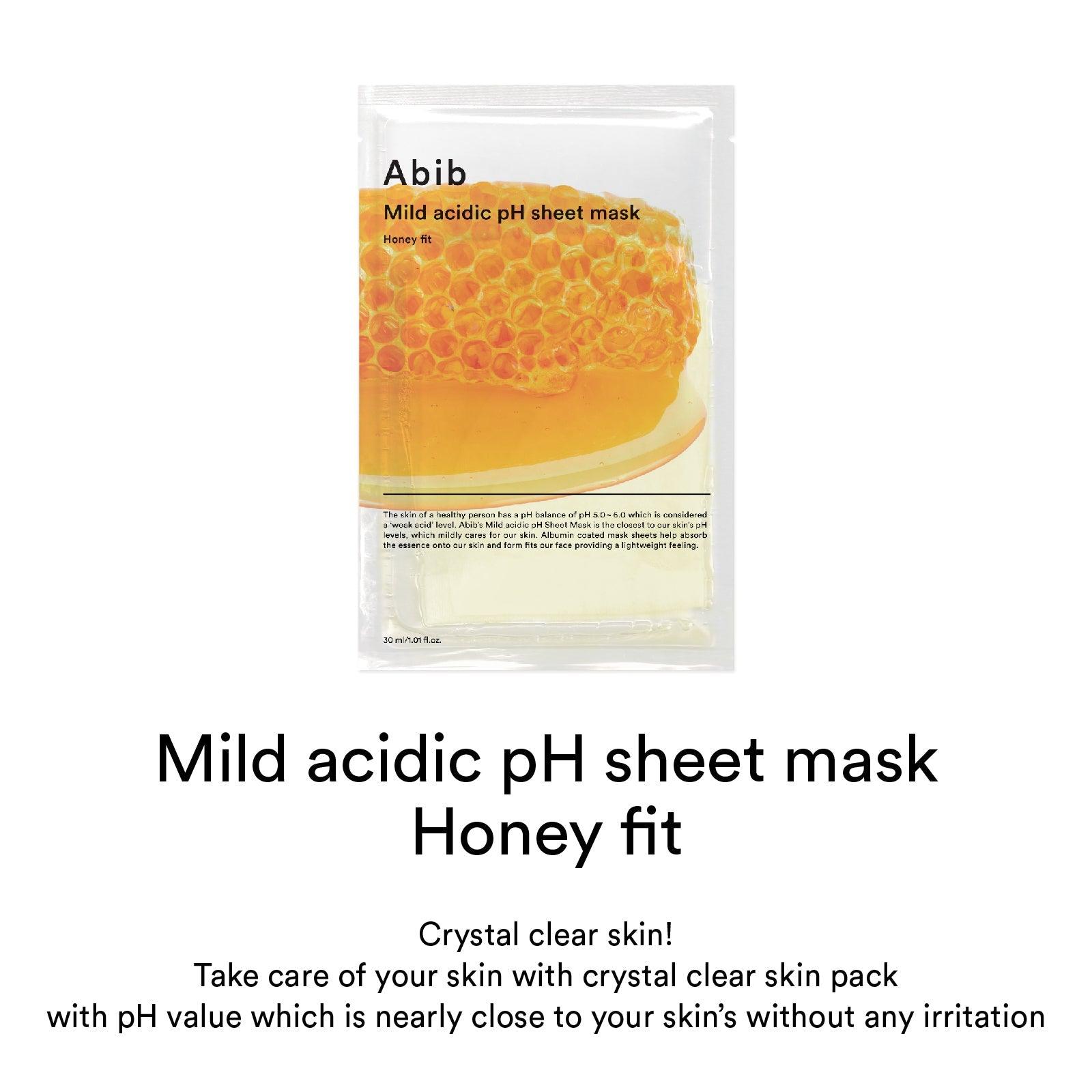 Abib Mild acidic pH sheet mask Honey fit 30ml X10 Mask Sheet Abib