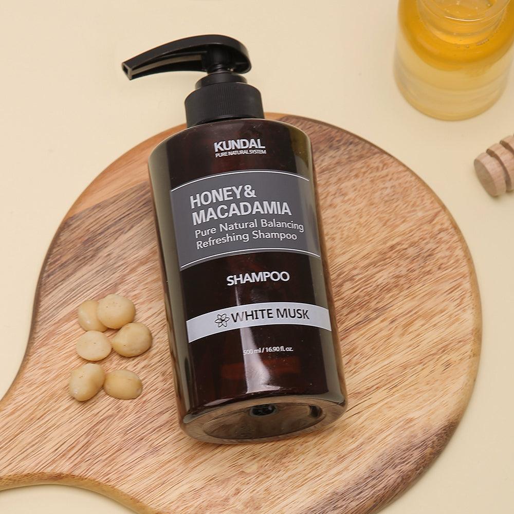 KUNDAL HONEY&MACADAMIA Pure Natural Balancing Refreshing Shampoo 500ml #WHITE MUSK-thekimyoung.com