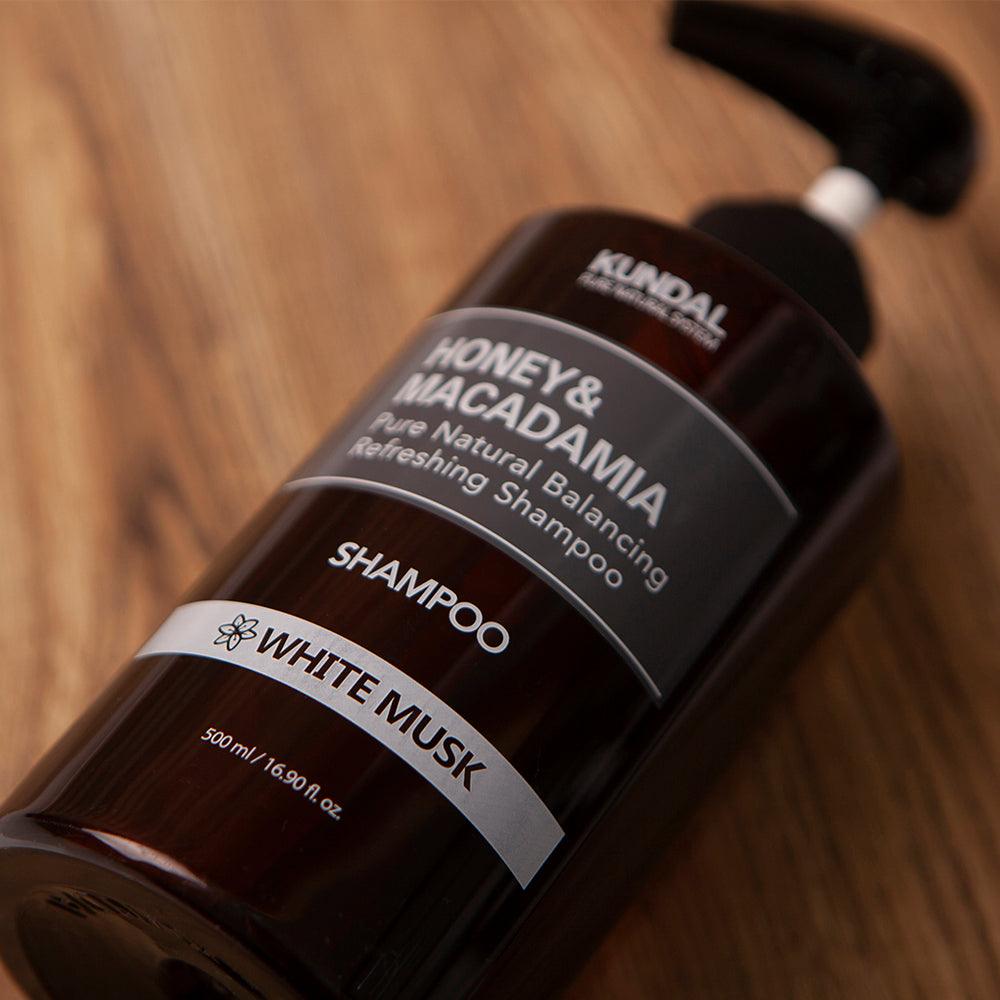 KUNDAL HONEY&MACADAMIA Pure Natural Balancing Refreshing Shampoo 500ml #WHITE MUSK-thekimyoung.com