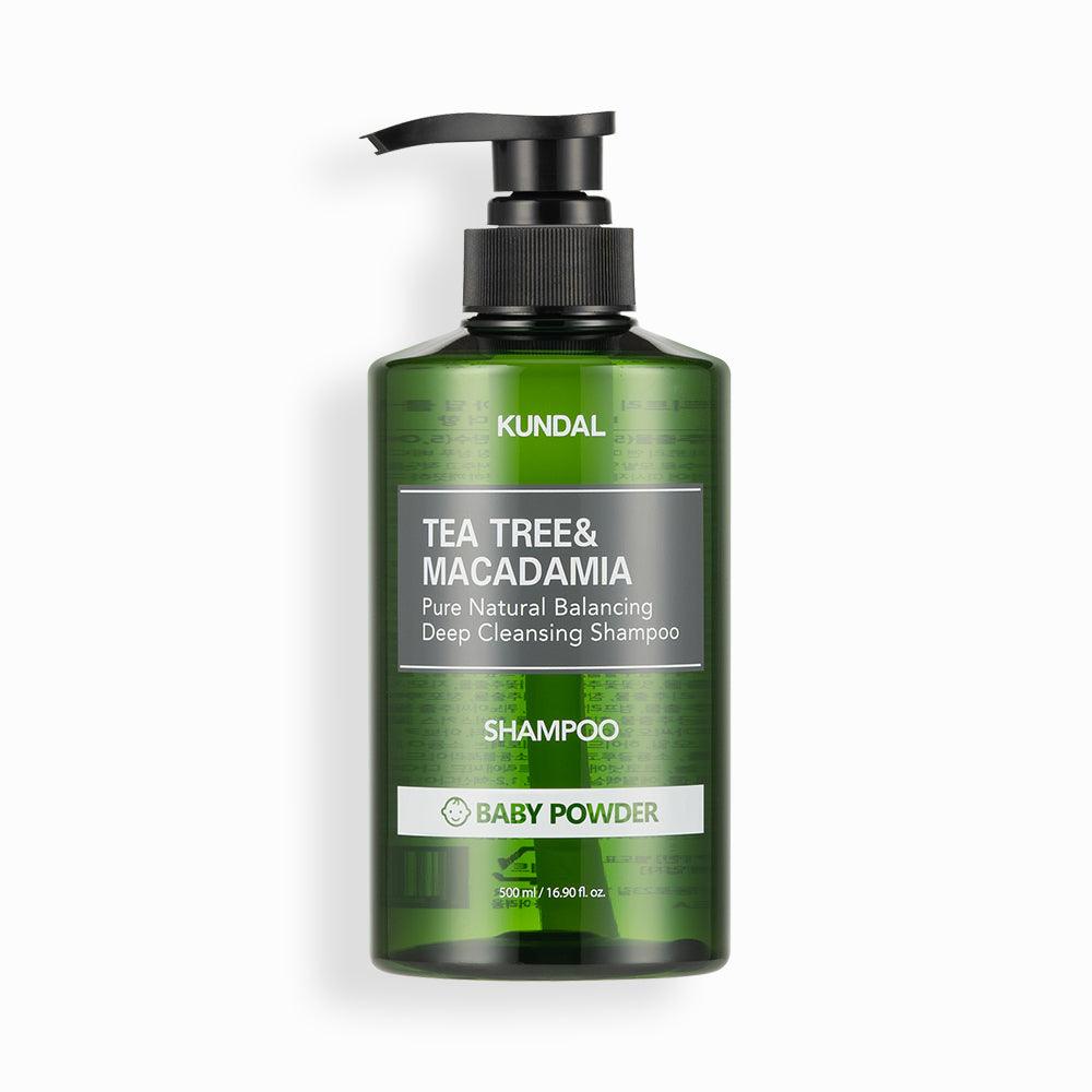 KUNDAL TEA TREE&MACADAMIA Pure Natural Balancing Deep Cleansing Shampoo 500ml #BABY POWDER-thekimyoung.com