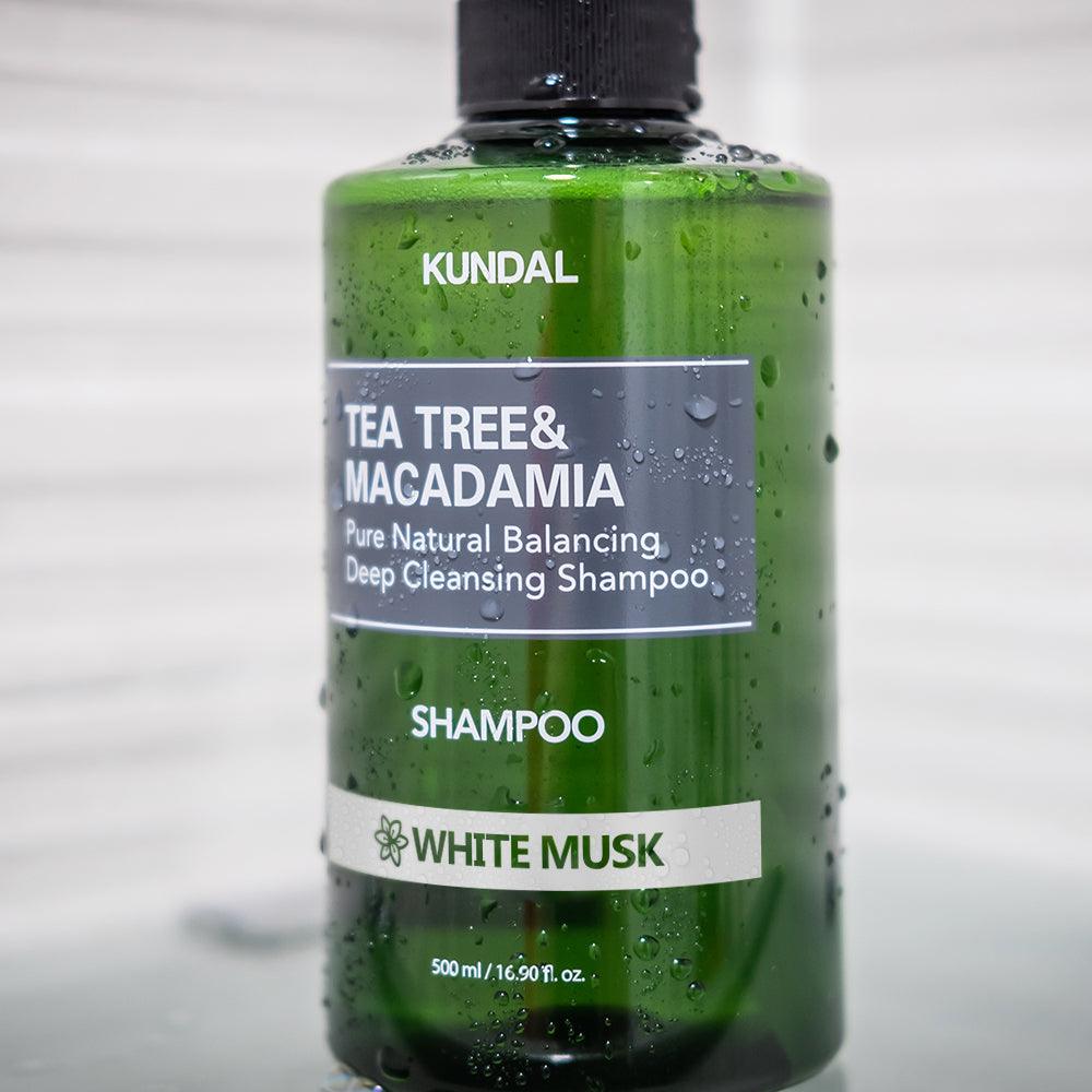 KUNDAL TEA TREE&MACADAMIA Pure Natural Balancing Deep Cleansing Shampoo 500ml #WHITE MUSK-thekimyoung.com