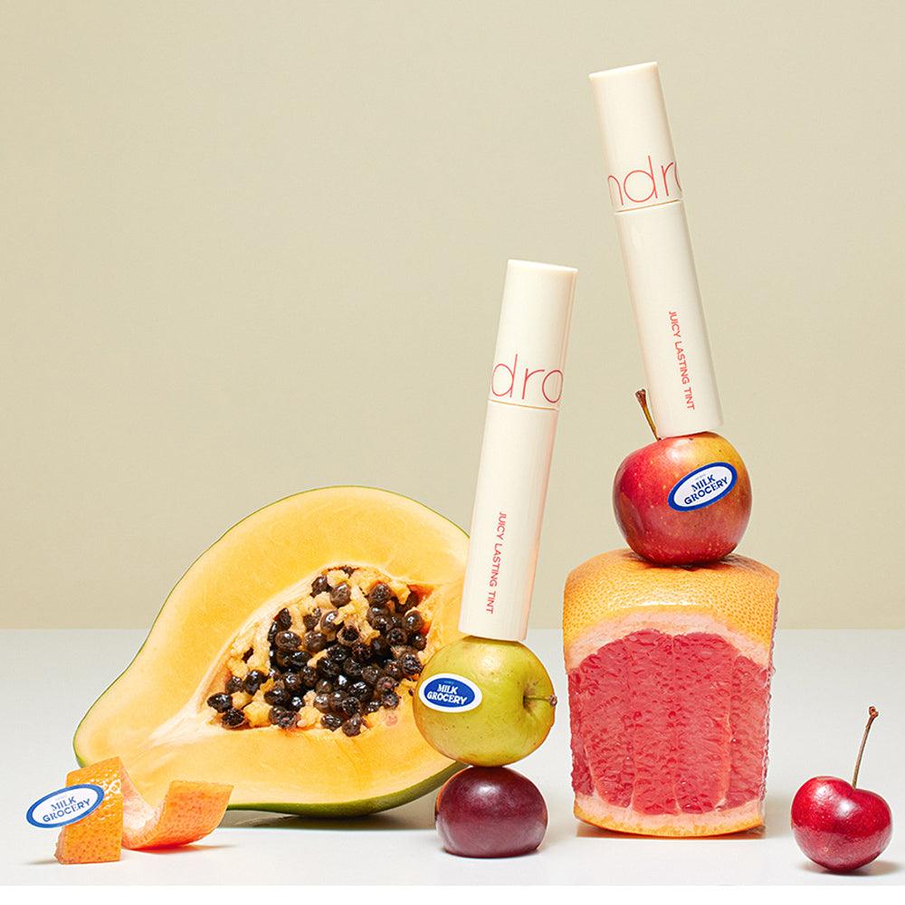 rom&nd JUICY LASTING TINT Milk Grocery Series 28 BARE FIG 29 PAPAYA JAM LIP TINT rom&nd