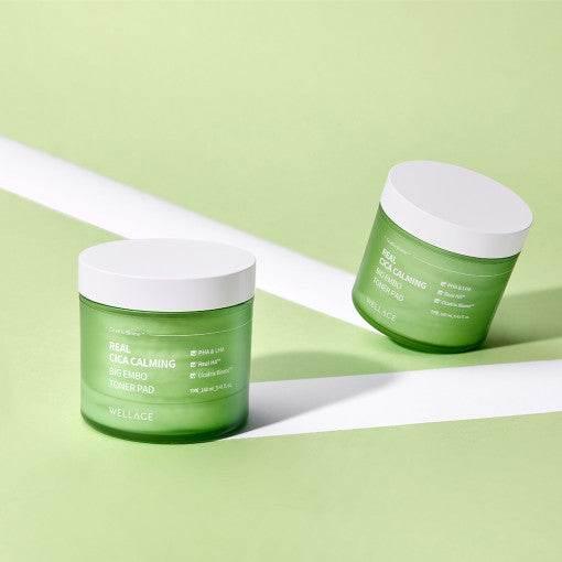 WELLAGE Real Cica Calming Big Embo Toner Pad 70pads / 160ml Toner Pad WELLAGE