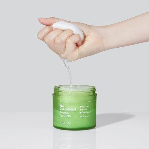 WELLAGE Real Cica Calming Big Embo Toner Pad 70pads / 160ml Toner Pad WELLAGE