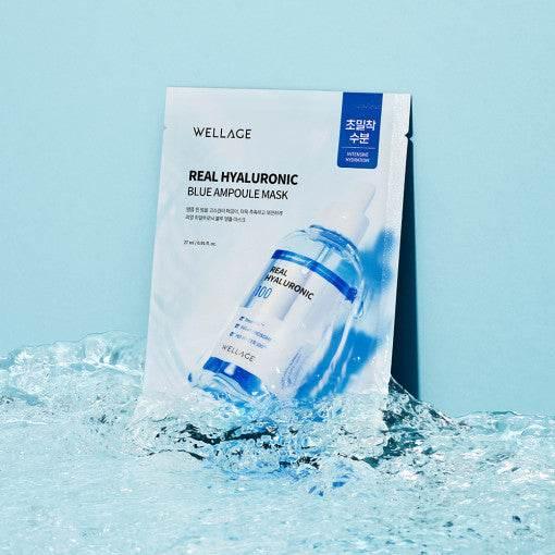 WELLAGE Real Hyaluronic Blue Ampoule Mask Sheet 27ml X 10P Mask Sheet WELLAGE