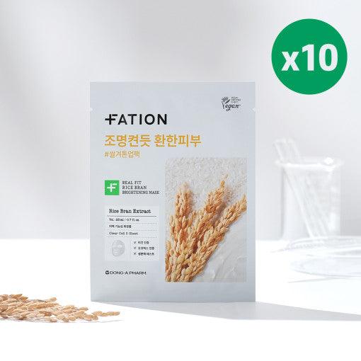 FATION Real Fit Rice Bran Brightening Mask Sheet 23mX10ea-thekimyoung.com