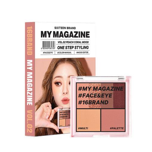 16BRAND My Magazine Shadow Palette 7.5g (10colors) EYESHADOW 16BRAND Vol.02 PEACH CORAL MOOD