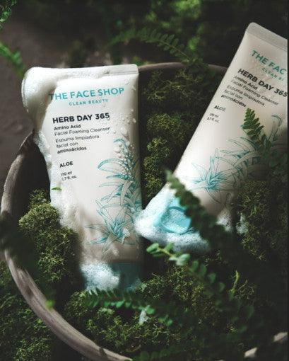 THE FACE SHOP Herb Day 365 Amino Acid Facial Foaming Cleanser 170ml #Aloe-thekimyoung.com