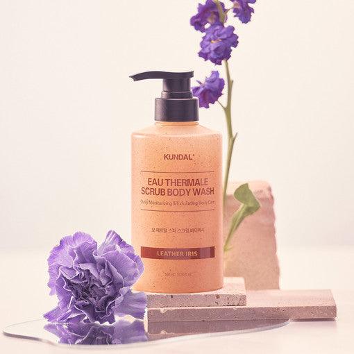 KUNDAL EAU THERMALE SPA SCRUB BODY WASH 500ml #LEATHER IRIS-thekimyoung.com