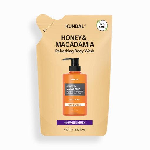KUNDAL HONEY & MACADAMIA Refreshing Body Wash (Refill) 400ml #WHITE MUSK-thekimyoung.com