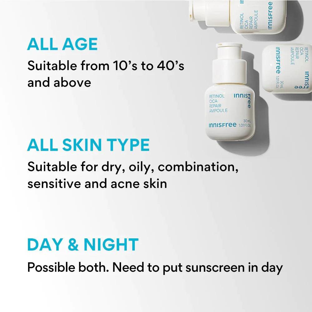 innisfree Retinol Cica Repair Ampoule - 15ml/30ml/50ml/80ml Ampoule innisfree