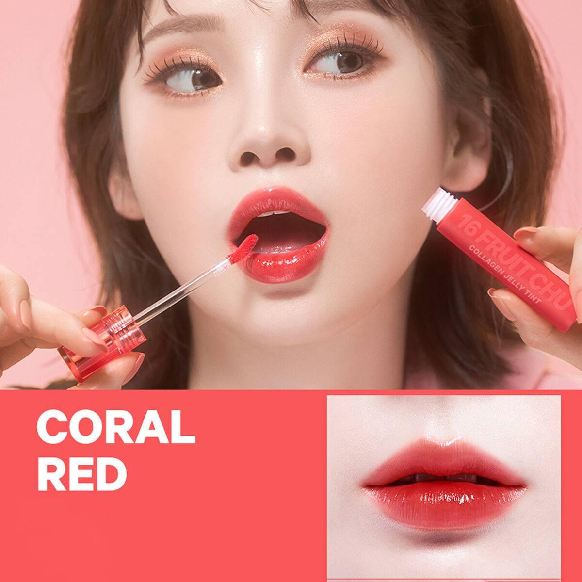 16BRAND FRUIT-CHU COLLAGEN JELLY TINT (3 colors) LIP TINT 16BRAND #02 CORAL RED