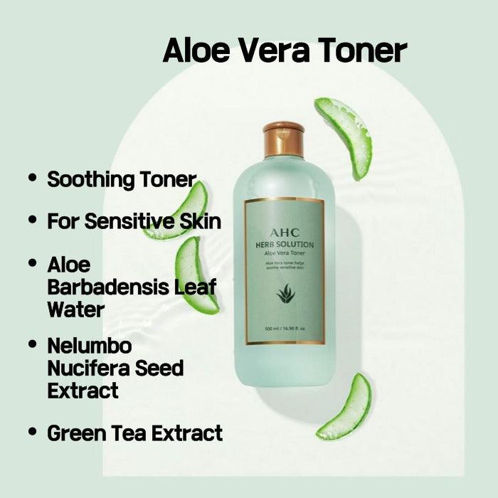 AHC Herb Solution Toner, Aloe Vera 500ml Toner AHC